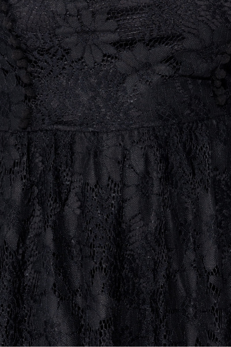 DIANA BLACK LACE BALLON SLEEVE MINI DRESS