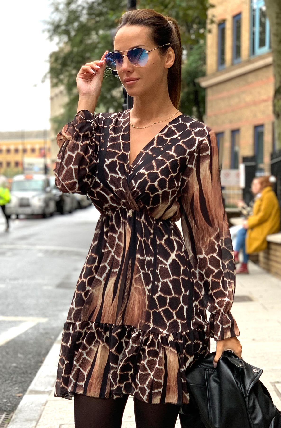 MARGARET HAZEL ANIMAL PRINT CHIFFON DRESS