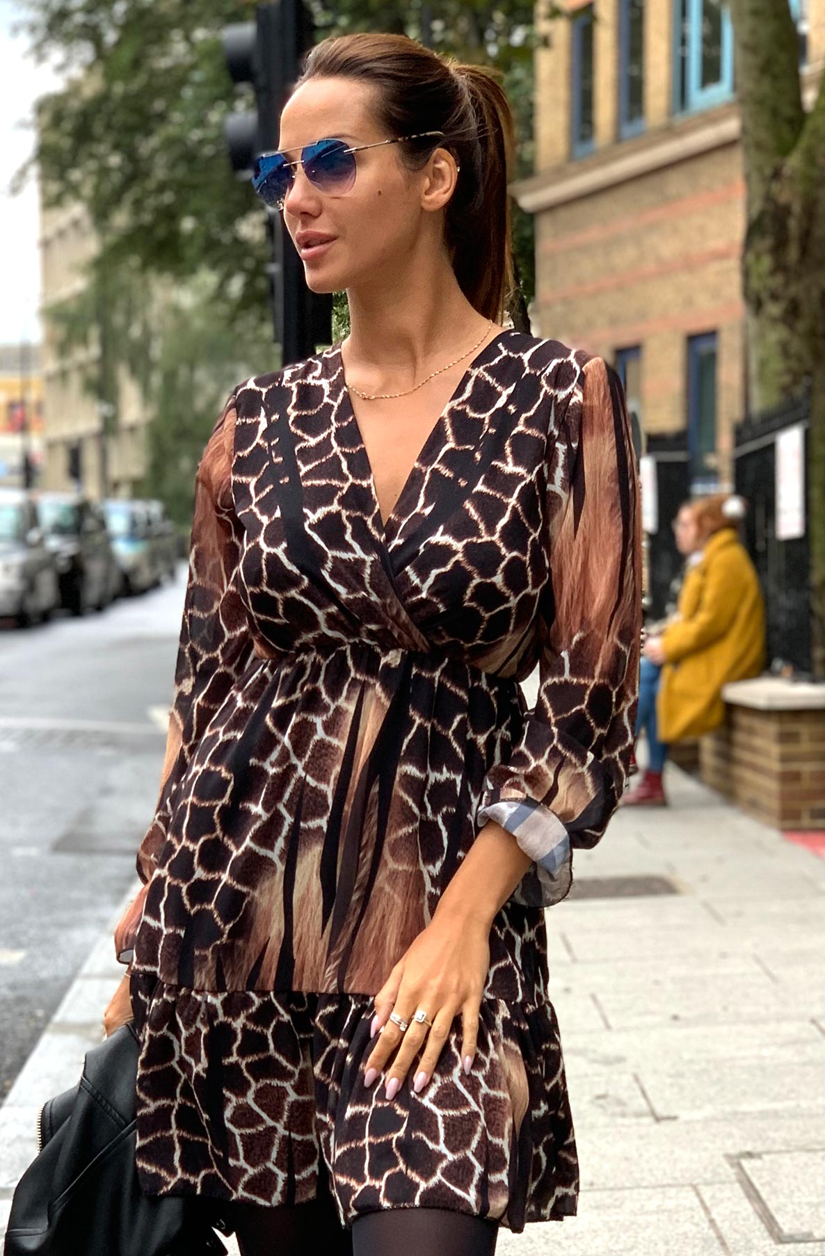 MARGARET HAZEL ANIMAL PRINT CHIFFON DRESS