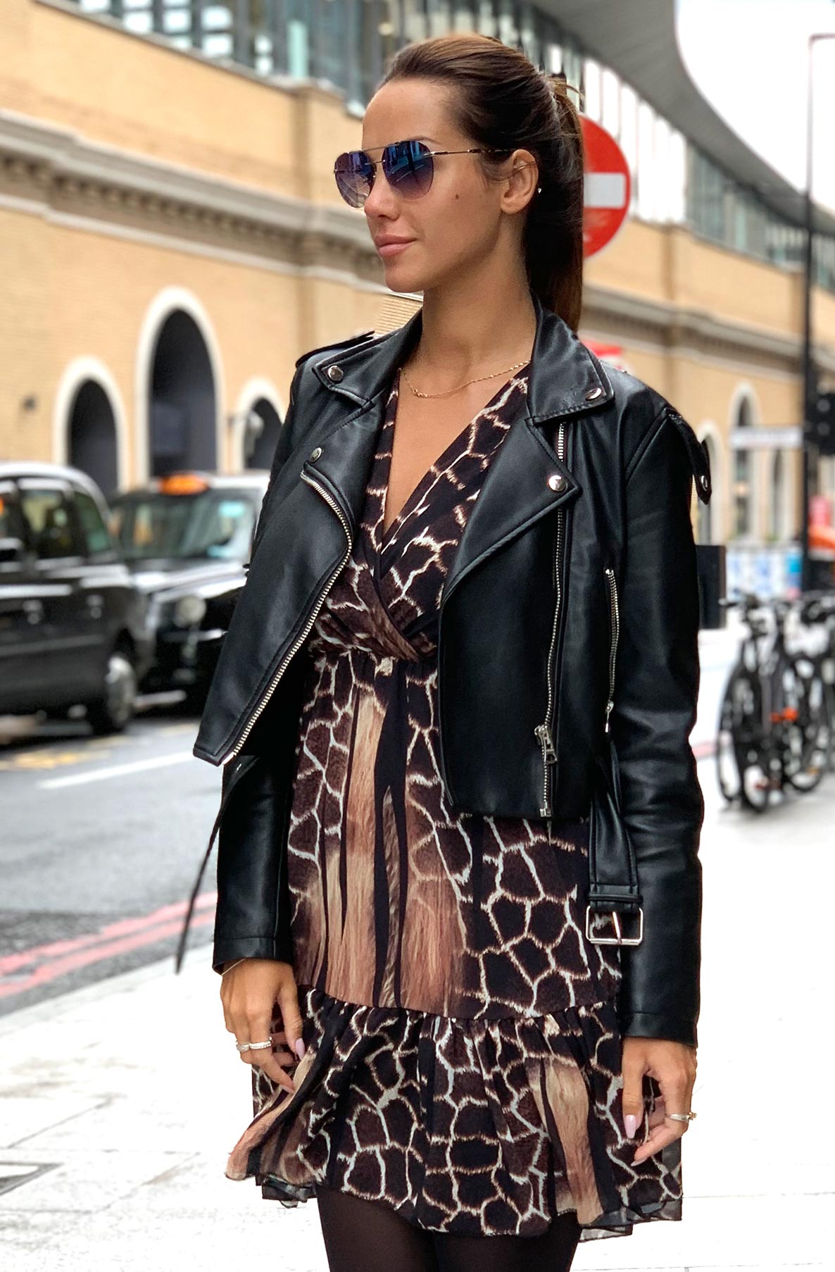 MARGARET HAZEL ANIMAL PRINT CHIFFON DRESS